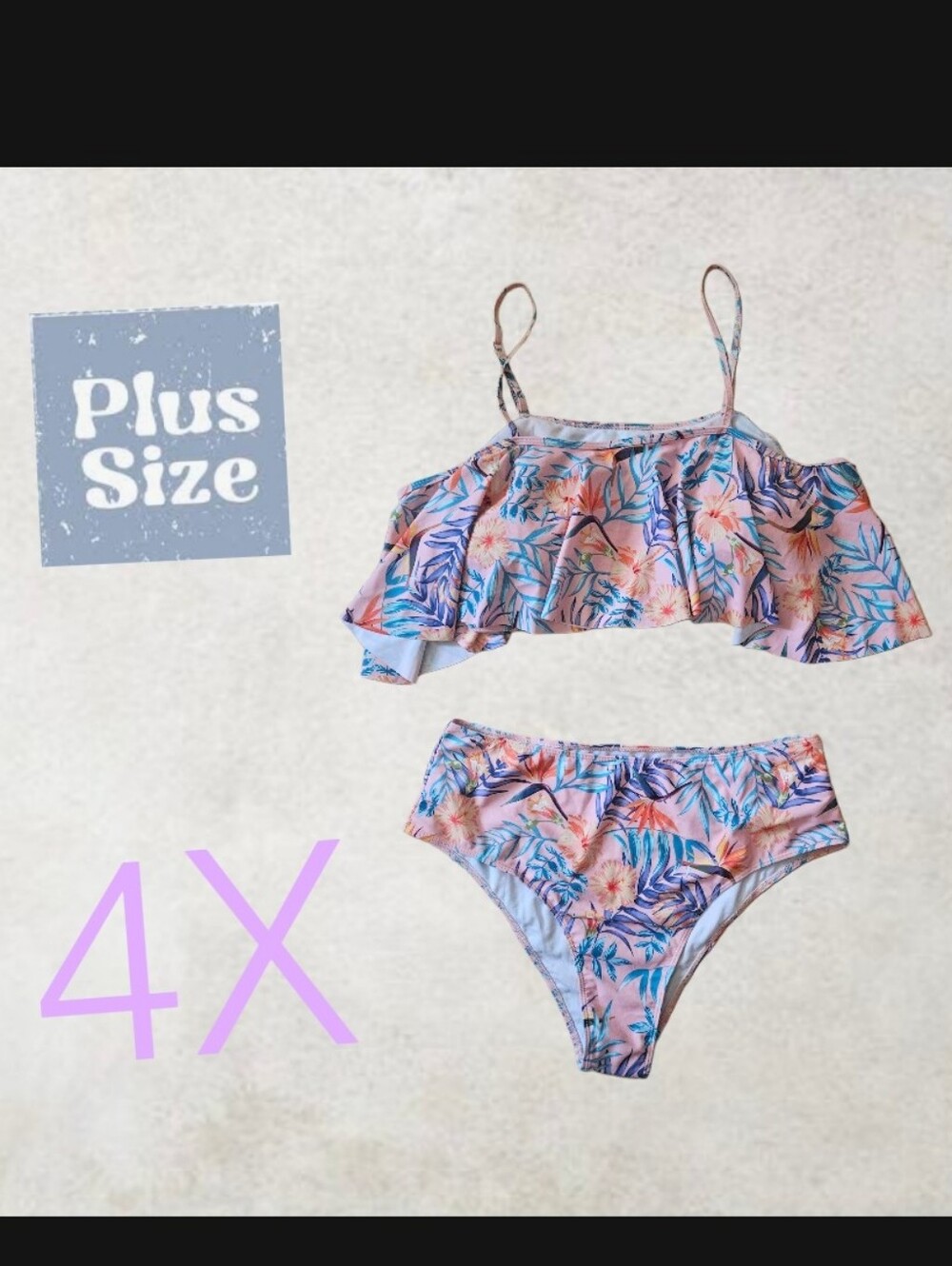 NWOT/ Plus Size Floral Ruffle Bikini Set -